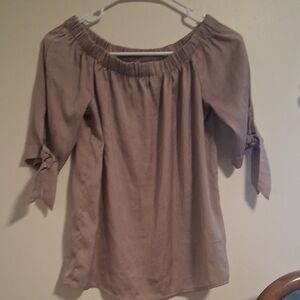 H&M Tan Off-Shoulder Blouse